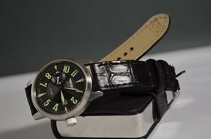 UHRENARMBAND SCHWARZ MATT 22 20 18 MM ECHT KROKODIL RUND MA STRAP BAND BLACK - Picture 1 of 12