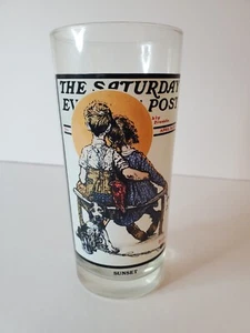 Vtg 1987 The Saturday Evening Post “Sunset” By Norman Rockwell Drinking Glass. - Picture 1 of 3