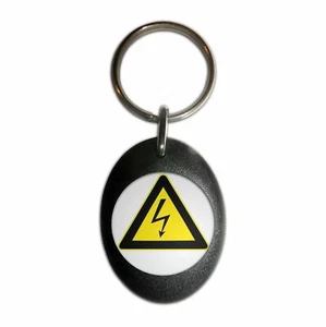 High Voltage Plastic Oval Key Ring (43mm x 32.5mm) - Picture 1 of 10