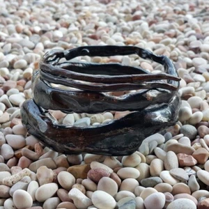 Echter handgefertigter Korallen Armreif indonesisch schwarz Akar Bahar Armband #16 - Bild 1 von 7