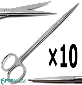 10 Pcs Dental Surgical Medical ENT Scissors Kelly Straight 7" Sharp/Sharp Set - Picture 1 of 5