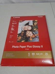 Canon PP-201 Pixma Photo Paper Plus Glossyv II 8.5" x 11" 20 Sheets - Picture 1 of 3