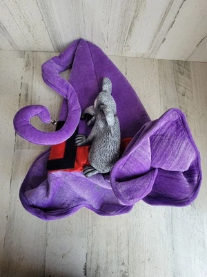 Sombrero de bruja rata de goma grande púrpura Halloween disfraz utilería Foto 1 de 4