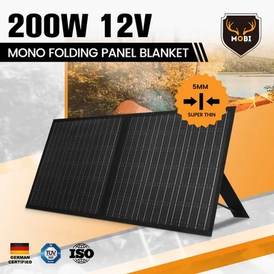 MOBI 200W Solar Blanket Mono Portable Folding Solar Panel Kit 12V Battery Charge - image 1 of 4