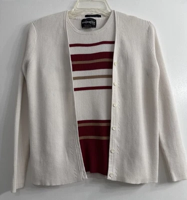 Cárdigan y camiseta sin mangas vintage años 90 requisitos algodón con botones P rayas medianas nuevo con etiquetas Foto 1 de 4