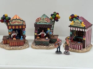 Lemax Carnival Kiosks 43440 Krazy Cans Bottle Ring Quack Attack Set 5 NEW ! - Picture 1 of 24