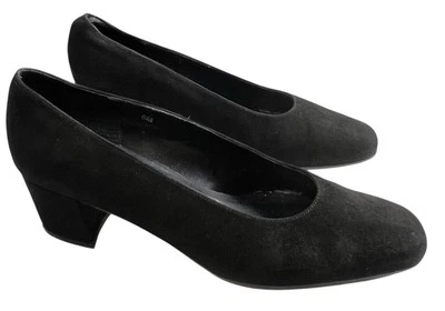 Van Eli черная замша насосы блок каблук 8 М женщин поскользнуться на миндаля носок кожаные туфли - Изображение 1 из 4