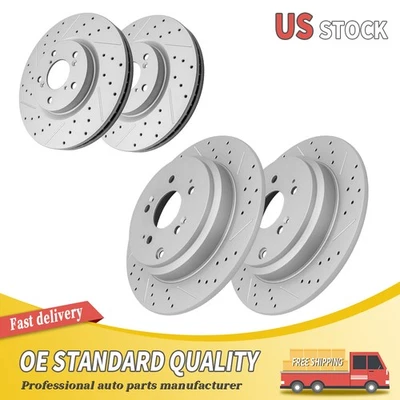 Front & Rear Drilled Brake Rotors For Honda Odyssey	2011 2012 2013 2014 - Image 1 of 4