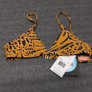 Volcom Mädchen Leopard Bikini Oberteil Größe 7 Neu Mit Etikett - Bild 1 von 7