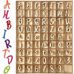 248 Pcs 1 Inch Wood Alphabet Letters and Numbers Blank Unfinished Wooden Lett... - Picture 1 of 7