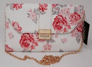 NEW (flaw) GUESS Women's Floral Print Chain Crossbody Bag Handbag Purse - Picture 1 of 4