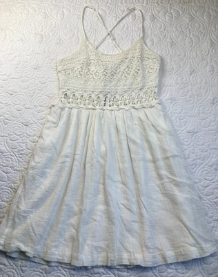 Sexy Vestido Doble Cero Crochet Talla S Marfil Hippie Boho Lechera Femenino Playa Foto 1 de 4