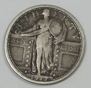 1917-S Ty-1 Standing Liberty Cuarto FINO Plata 25c - Imagen 1 de 4