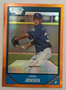 2007 Bowman Chrome Orange Refractors Baseball Card BC61 Aaron Jensen #'d 02/25