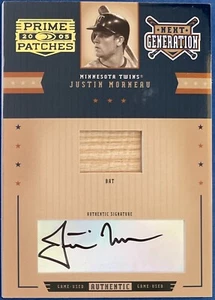 /150 JUSTIN MORNEAU Autografo, Pipistrello 2005 Prime Patch Next Generation #NG-11 - Foto 1 di 9