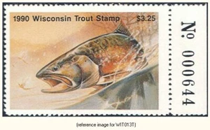 Timbro trota D2K Wisconsin 1990 $3,25 con scheda - Foto 1 di 1