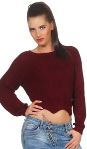 Kurz geschnittener Pullover aus warmen Grobstrick - bordeaux - Bild 1 von 1