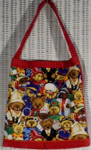 BOLSOS YAKAPARI Oso de Peluche Profesiones EMS Enfermera Bombero Bolso de Mano de Pana Roja - Imagen 1 de 4