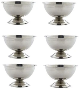 Acense Sundae Ice Cream Footed Bowl set, Pack of 6, Stainless Steel - Picture 1 of 1