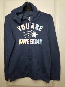 So Girl’s Graphic Full Zip Jacket sz 16 You Are Awesome blue  - Picture 1 of 5