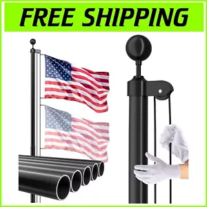Classic Black 25 FT Flag Pole with 6-Section Design for Yard & Commercial Use - Picture 1 of 9