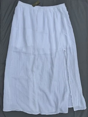 Nueva Maxi Falda Grande Nueva Con Etiquetas Blanca L.Crew Abertura Lateral Suave Gasa Foto 1 de 3