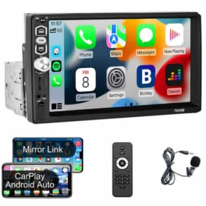 Single 1Din Car Stereo Radio For Apple/Android CarPlay 7" Touch MP5 Bluetooth FM - Picture 1 of 21
