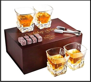 Luxury Fashioned Whiskey Glasses, Set of 15 (4 Crystal Rocks Glasses, Gift Box)