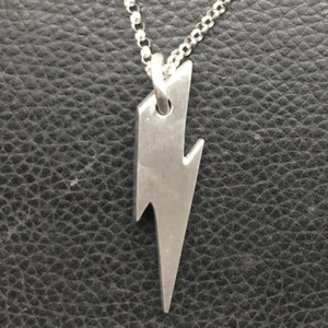 MJG STERLING SILVER LIGHTNING BOLT PENDANT 1 5/8". BIKER. BOWIE. GUITAR PLAYER. - Picture 1 of 4