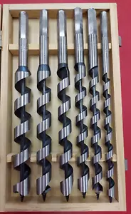 Pit Bull 6PC Auger Bits 3/8" to 25/32" Wood Box *NEW* - Picture 1 of 3
