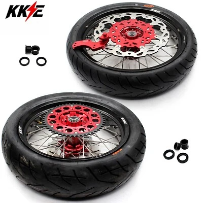 KKE 17" Wheels Tires for Honda CRF250R 2004-2013 CRF450R 02-2012 Supermoto Rims - Image 1 of 4