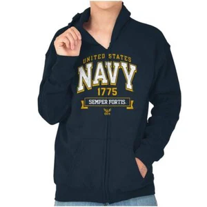 United States Navy Sempor Fortis Anchor Seal Youth Zip Hoodie For Boys or Girls - Picture 1 of 9