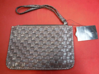 FC3 NUEVO CON ETIQUETAS Wilson's Cuero Tejido Marrón Trenzado Cashwrap Muñequera Billetera Bolsa 6"x4 Foto 1 de 4