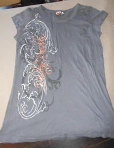 Harley Davidson Museum Womens L LARGE T Shirt Gray sCRIBBLE FOIL MAUSTON WI DELL - Picture 1 of 6