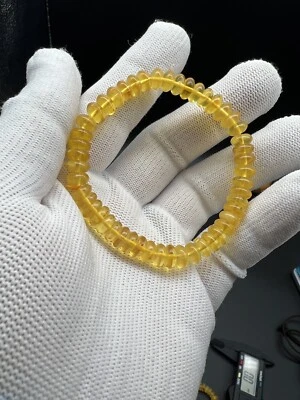 7.5-8mm Natural Golden Amber Bracelet 7.8g 原石金琥珀手链 7.8g — 第 1/4 张图片
