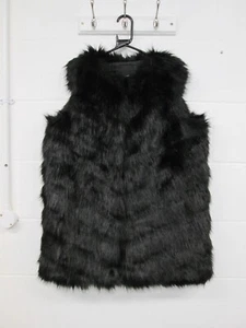 River Island Black Faux Fur Sleeveless Waistcoat Jacket Ladies Size Large BNWT - Picture 1 of 4