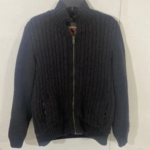 Boston Traders sweatshirt mens M fleece lined full zip cable knit Jacket cotton - Picture 1 of 5