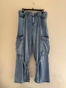 S.O.N.G Women’s Baggy Cargo Jeans, Light Blue, Size 11/30 - Picture 1 of 8