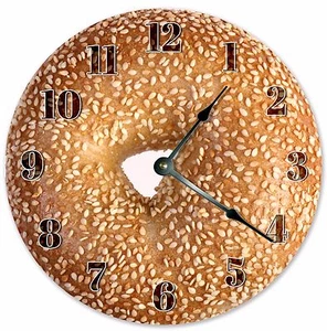 10.5" SESAME OVERLOAD BAGELS CLOCK - Large 10.5" Wall Clock - Home Décor - 3226 - Picture 1 of 3