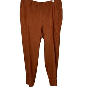 J Jill Stretch Linen Trousers Womens XLT Tall Orange Spice Slit Hem NWT - Picture 1 of 11