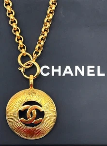 Authentic CHANEL Coco Mark Gold Color Chain 142.29g Necklace W/Box SK090355 - Picture 1 of 17