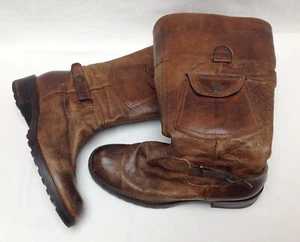 Italienische echt Leder Damen Schuhe Biker Schaftstiefel Gr. 38 braun, gefüttert - Bild 1 von 11