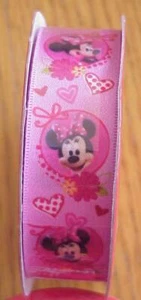 Cinta Rosa Disney Minnie Mouse 7/8 - Estampado Corazones Rosa y Rojo - ¡Nuevo! - Imagen 1 de 1
