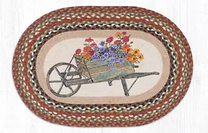Braided Rug 20 x 30 inch Wheelbarrow Flowers Fall Summer Decor Jute Earth Rugs - Picture 1 of 1