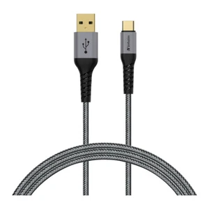 Verbatim USB-A To Type C 2.0 Quick Charge Phone Cable L-Shaped 120cm Grey - Picture 1 of 2
