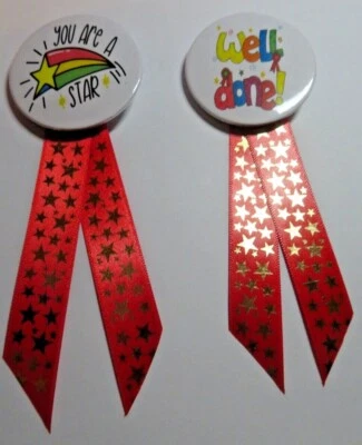 School / club Achievement Badges with Ribbon Tails FREE uk postage - Image 1 of 4