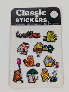 Vintage 80s Classic Stickers 1 Sheet Rainbow Prism CATS Sealed NOS - Imagen 1 de 6