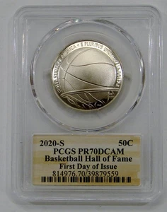 2020 S - Basketball Hall of Fame Proof Commemorative Half Dollar - PCGS PR 70 DC - Picture 1 of 2