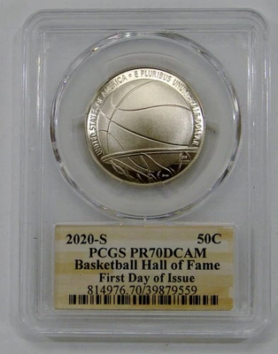 2020 S - Basketball Hall of Fame Proof Commemorative Half Dollar - PCGS PR 70 DC - Image 1 of 2