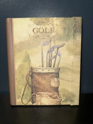 LISA AUDIT ART KHAKI GREEN  "GOLFING" GOLF CLUB BAG LARGE BI-FOLD SPIRAL JOURNAL - Image 1 of 4